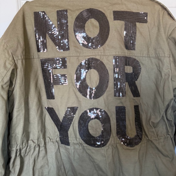 Olive Green Sequin Embellished Jacket - Picture 3 of 8